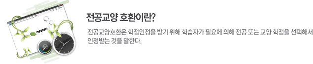 전공교양 호환이란? 전공교양호환은 학점인정을 받기 위해 학습자가 피요에 의해 전공 또는 교양 학점을 선택해서 인정받는 것을 말한다.