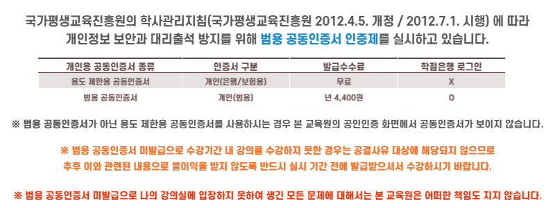 범용공인인증서 로그인안내